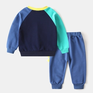 Ensemble sweat et jogging pour enfant avec design color-block en bleu marine et vert