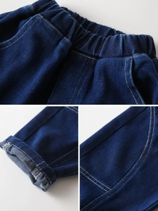 Classic indigo boys denim jeans with elastic waistband and high-quality stitching details
