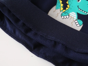 Détails du sweat pour enfant bleu marine avec poignets côtelés et motif dinosaure