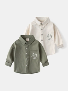 Nouvelle Chemise en Coton à Manches Longues pour Garçons Top Style Workwear Décontracté avec Poche Imprimé Cartoon Vêtements Printemps Automne