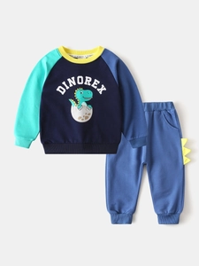 Ensemble de survêtement garçon avec sweat à manches raglan et motif dinosaure