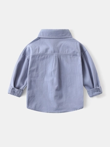 Boys long sleeve twill shirt with drop shoulders and back pleat in pale purple