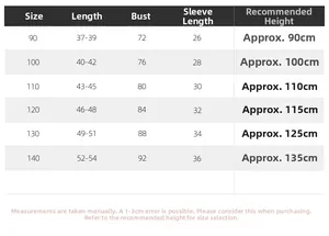 Detailed size chart for kids plaid hooded shirt including length and chest measurements