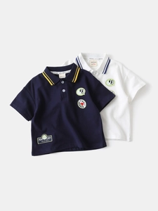Ensemble de polos à manches courtes pour garçons en coton avec broderies de fruits de dessin