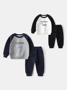 Boys Casual Sports Sweatshirt Set Cartoon Dachshund Dog Print Raglan Sleeve Cotton Blend Long Sleeve Top And Pants Outfits