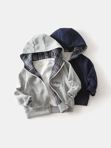 Jungen Fashion Kapuzenjacke Koreanischer Stil Baumwollmischung Patchwork Jacke Mit Buchstaben Druck Herbst Kinder Oberbekleidung