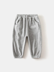 Boys winter warm fleece-lined sports trousers in grey with elastic waist and jogger cuffs
