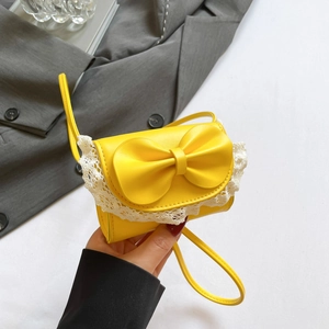 Damen Süß Mini Schleife Umhängetasche PU Leder Spitzenbesatz Schultertasche Für Mädchen Mode Vielseitig Unterarm Tasche Alltag Party