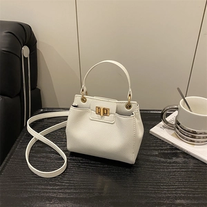 Femmes Rétro Motif Litchi Sac à Bandoulière en Cuir PU Mini Sac à Main Avec Serrure Dorée Petit Sac à Épaule pour Soirée