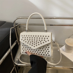 Punk Style PU Leather Crossbody Bag For Women Studded Rivet Decoration Small Square Clutch Evening Party Handbag With Handle