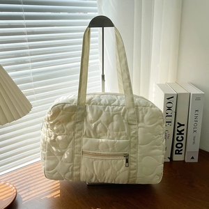 Heart Quilted Nylon Tote Bag For Women Korean Large Capacity Lightweight Multi Functional Diaper Shoulder Bag Mom Travel
