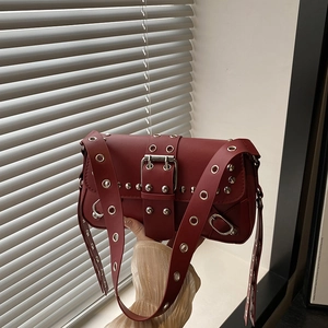 Y2K Punk PU-Leder Unterarmtasche Für Damen Nieten Leopardenmuster Schnalle Schultertasche Moto Stil Baguette Tasche