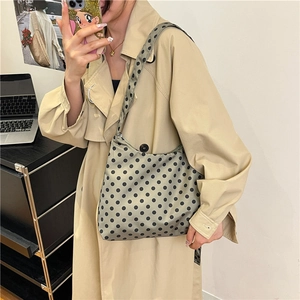 Sac fourre-tout chic à pois gris-vert clair avec grand espace pour le trajet quotidien