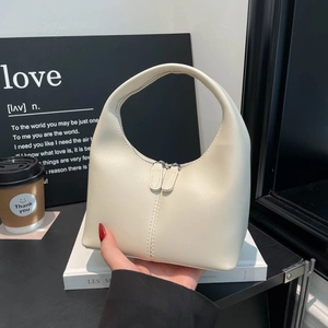 Sac à Main Femme Minimaliste en Cuir PU Demi-Lune Sac Hobo Tendance Couleur Unie Mode Double Fermeture Éclair Sac à Poignée Supérieure