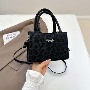 Sac à Bandoulière Vintage en Cuir PU avec Imprimé Léopard pour Femmes Sac à Main à la Mode avec Poignée Logo en Métal
