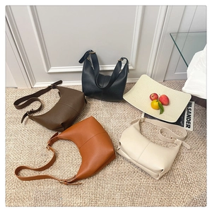 Litchi pattern leather hobo bags in black, dark brown, caramel and cream colors