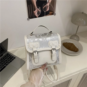 Mini Sac à Dos en Cuir PU Mode pour Femmes Avec Décoration de Nœud Motif Papillon Doux Sac à Bandoulière Multi-Voies Petit Sac à Main