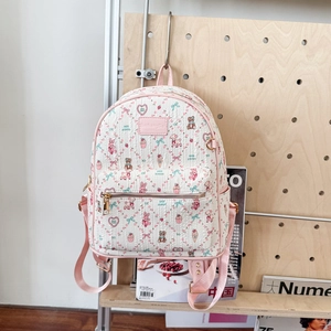 Sac à dos chic 2025 en PU crème et rose avec motifs cartoon pour filles sur panneau