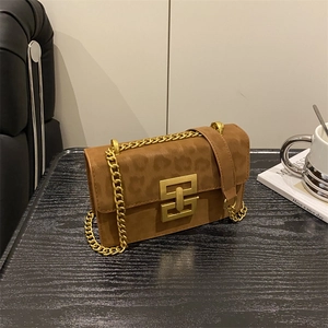 Vintage Leopard Print Crossbody Bag For Women Fashion Synthetic Leather Small Square Shoulder Bag With Gold Chain Strap Metal Lock