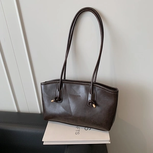 Vintage PU Leather Tote Bag Set For Women Retro Knot Decor Shoulder Bag With Small Pouch Large Capacity Commuter Handbag
