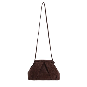 Brown leopard print seashell crossbody bag with chic pleated design for women
