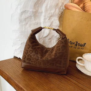 Borsa a Tracolla Vintage con Stampa Leopardata in Pelle PU Borsa Hobo Grande Capacità Patchwork Borsa a Spalla per Donna Retro Casual
