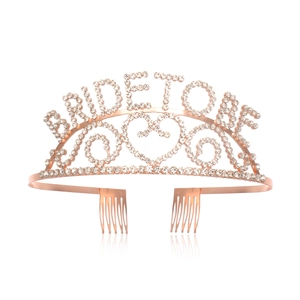 Elegant rose gold Bride To Be crown headband with sparkling rhinestones for bridal parties