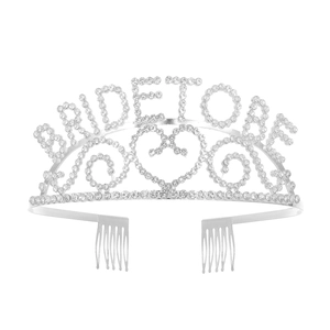 Bride To Be Tiara Alloy Rhinestone Crown With Heart Design Sparkly Wedding Bachelorette Party Headband For Women