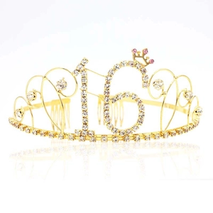 Élégant Alliage Strass Anniversaire Couronne Tiara Pour 16e 18e 21e Célébration Fête Bandeau Accessoires De Cheveux