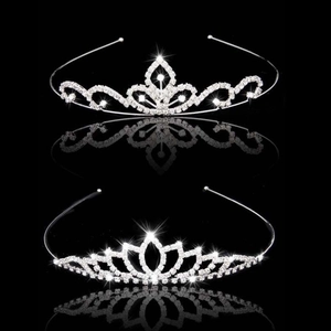 Tiare Couronne de Princesse en Strass pour Enfants Alliage en Forme de Cœur Argent Élégant Accessoire Cheveux pour Mariage Anniversaire Fête Filles