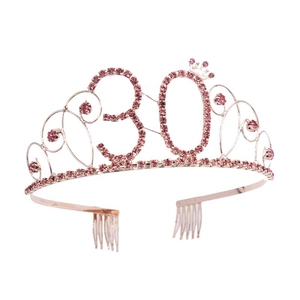 Détail de la couronne du 30ème anniversaire avec strass roses et alliage d'or rose