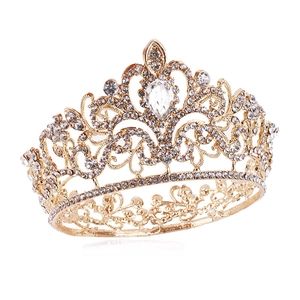 Luxury Rhinestone Bridal Crown Full Round Alloy Tiara For Wedding Party Pageant Women Hair Accessories Gold Silver Rose Gold