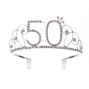 Tiara de Couronne d'Anniversaire en Strass pour Femmes Bandeau en Alliage et Cristal pour Accessoires de Cheveux de Fête