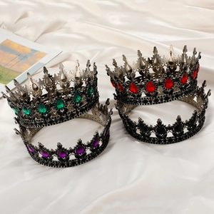 Detailed collection of crystal bridal crowns in emerald, purple, ruby and black colors