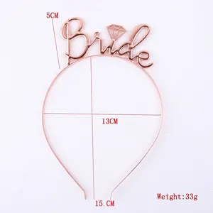 Rose gold alloy Bride headband with crystal pattern for bridal shower party events