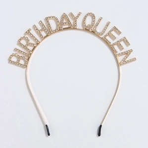 Golden rhinestone BIRTHDAY QUEEN headband accessory for girls birthday party celebrations
