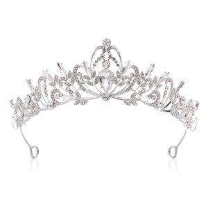 Couronne Mariage Strass Noir Vintage Baroque Diadème de Mariage en Alliage pour Femme Fête d'Anniversaire Accessoires Cheveux