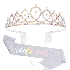 Rose gold bridal shower set including sparkling rhinestone crown and Bride to Be sash