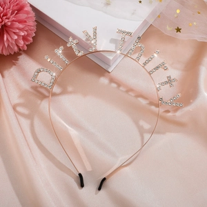 Rose gold Dirty Thirty rhinestone headband for 30th birthday parties and decorations