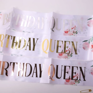 Floral Birthday Queen sash set with gold, silver and rose gold foil lettering