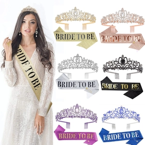 Alloy Rhinestone Tiara And Polyester Glitter Bride To Be Sash For Bachelorette Party Wedding Bridal Shower Party Decoration