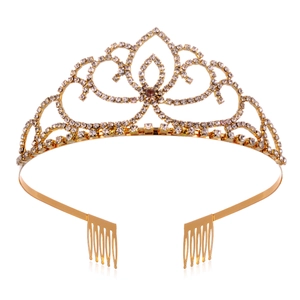 Elegant Alloy Rhinestone Heart Bridal Crown Headband Sparkling Crystal Tiara For Wedding Birthday Party Performance Kids Women