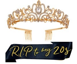 Ensemble Écharpe Anniversaire RIP To My 20s Et Diadème En Strass Pour Décoration Fête Anniversaire Femme Couronne Alliage