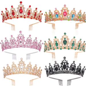 Luxury Baroque Vintage Alloy Rhinestone Bridal Crown Elegant Wedding Tiara With Hair Combs For Women Birthday Party Headpiece