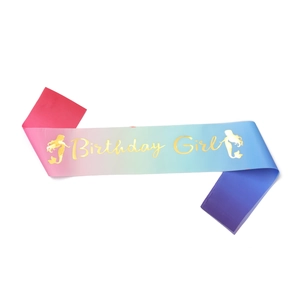 Gradient mermaid birthday girl sash with gold foil lettering and satin finish