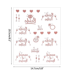 Rose gold wedding temporary tattoo set featuring Bride Tribe and Maid of Honor texts