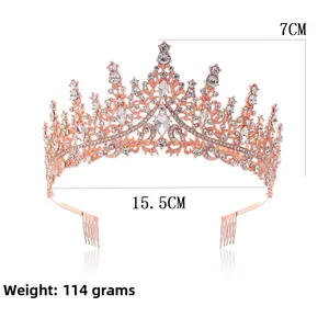 Rose gold crystal crown dimensions view showing 7cm height and 15.5cm width detail