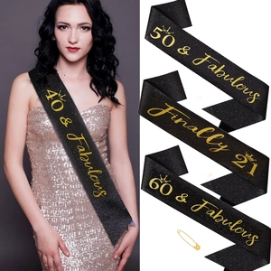 Black Glitter Birthday Sash Finally Birthday Queen Gold Foil Lettering Party Decorations Celebration Sash For Women Men
