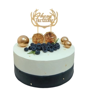 Goldener Rentiergeweih Happy Birthday Kuchendeckel mit glitzernden Strasssteinen Dekor