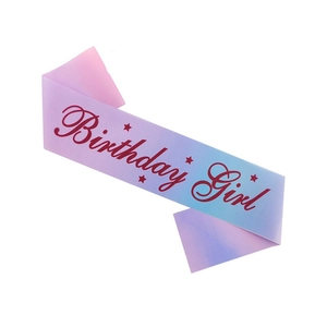 Écharpe dégradé rose bleu Birthday Girl avec étoiles pour accessoire de fête enfant
